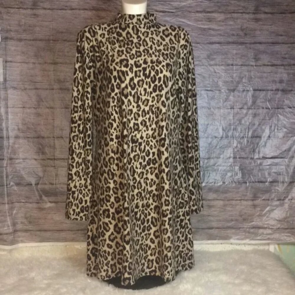 Mudd Leopard Print Swing Dress Polyester Spandex Size M